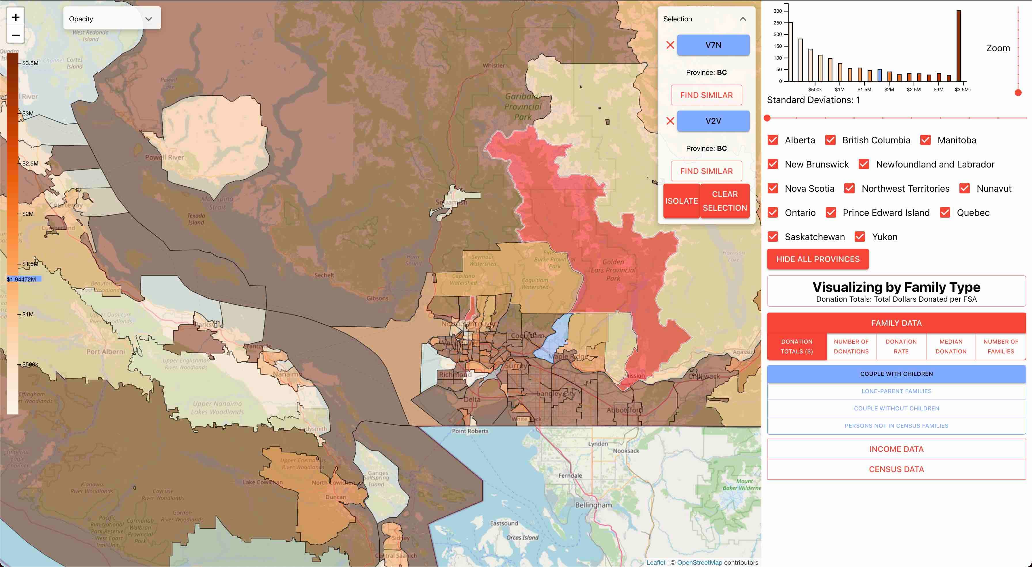 An interactive dashboard for non-profits to explore census and donor data for demographic insights